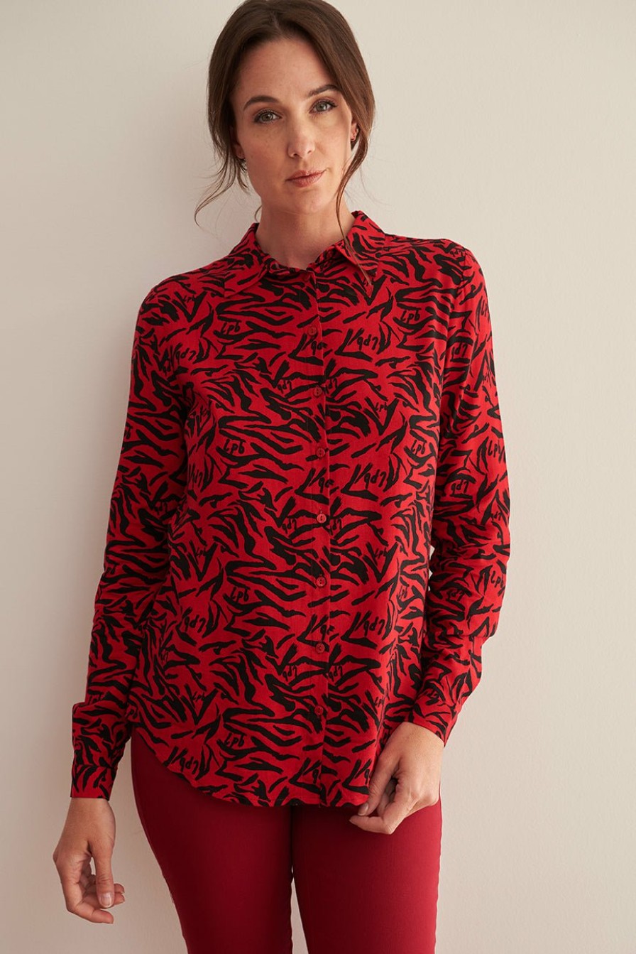 PRÊT-À-PORTER LES PETITES BOMBES | Chemise Amber Moonlight Print Rouge Moonlight