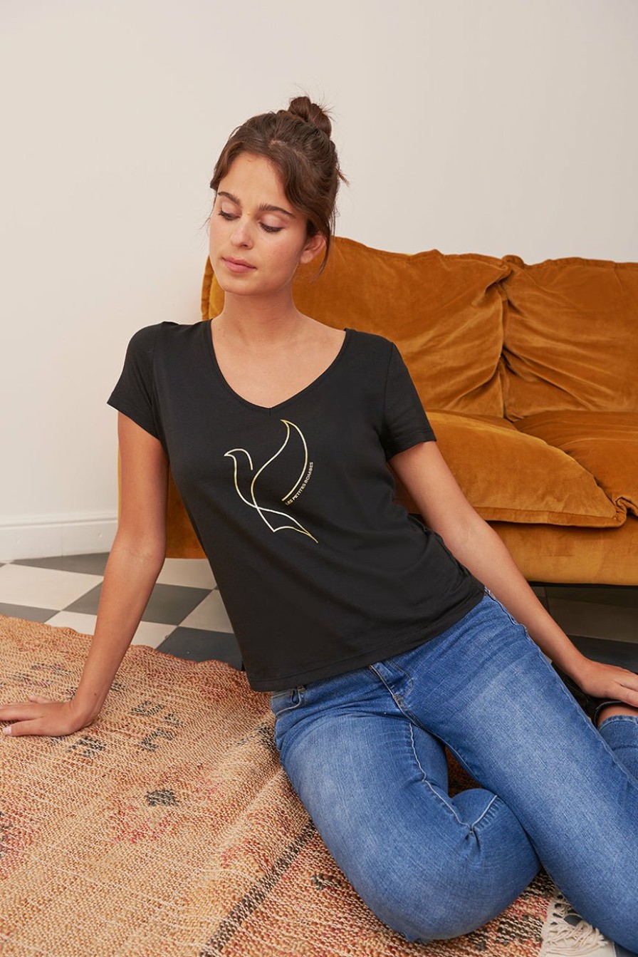 PRÊT-À-PORTER LES PETITES BOMBES | T-Shirt Brunilde Bird Noir