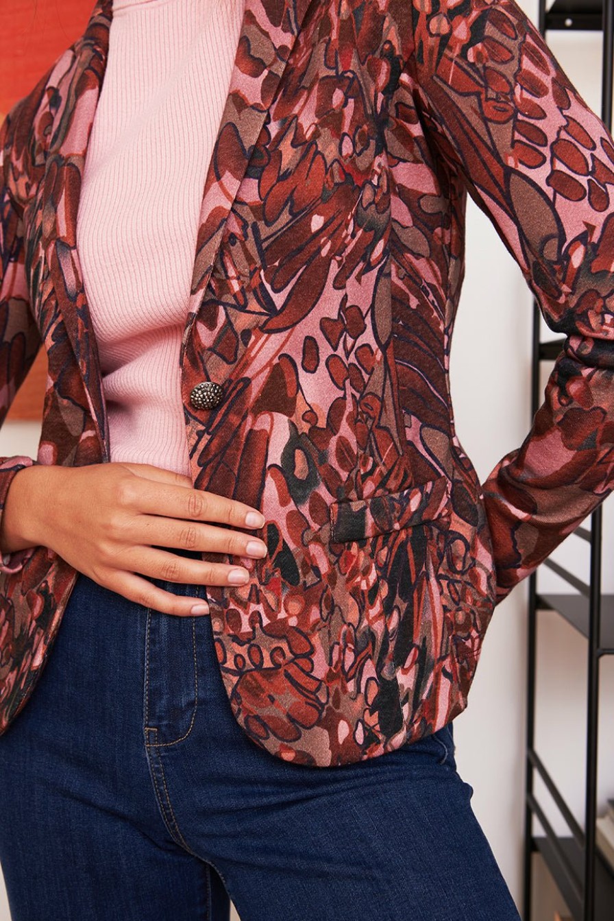 PRÊT-À-PORTER LES PETITES BOMBES | Veste Anne Butterfly Print Rouge Butterfly