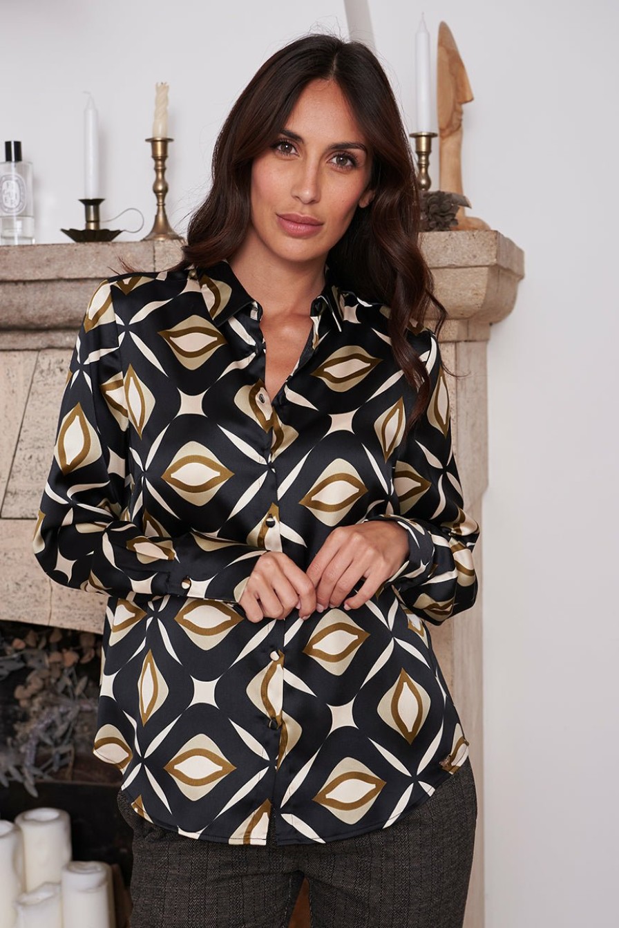 PRÊT-À-PORTER LES PETITES BOMBES | Chemise Esra Caligna Print Noir Caligna